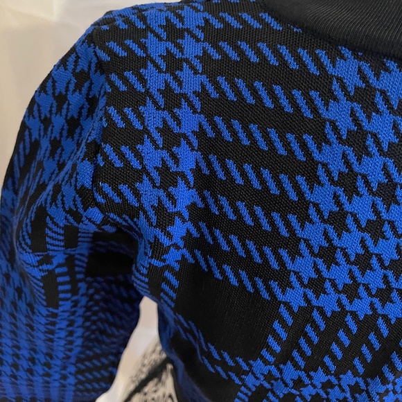NWOT! Bebe Cobalt Blue & Black Houndstooth Cropped Cardigan SMALL Web Exclusive - Picture 12 of 16